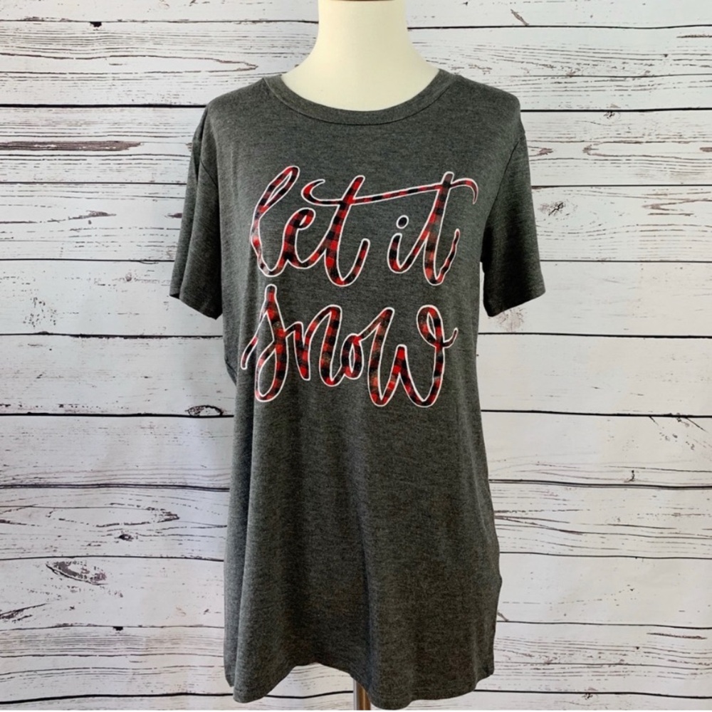 Boutique 'Let It Snow' Short Sleeve Top Size Small